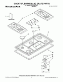 COOKTOP, BURNER AND GRATE PARTS Diagram and Parts List for  KitchenAid Cooktop