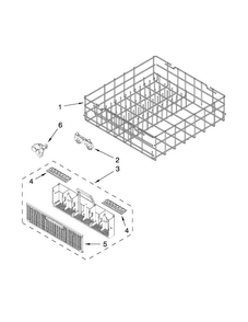 Lower Rack Parts Diagram and Parts List for  Whirlpool Dishwasher