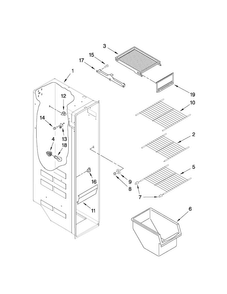 Freezer Liner Parts Diagram and Parts List for  Kenmore Refrigerator