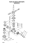 PUMP AND SPRAY ARM Diagram and Parts List for  Roper Dishwasher