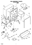 TUB ASSEMBLY PARTS Diagram and Parts List for  Inglis Dishwasher