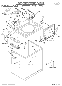 TOP AND CABINET, LITERATURE Diagram and Parts List for  KitchenAid Washer