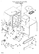 TUB ASSEMBLY Diagram and Parts List for  Roper Dishwasher