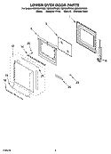 LOWER OVEN DOOR PARTS Diagram and Parts List for  Whirlpool Wall Oven