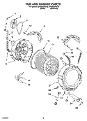 TUB AND BASKET PARTS Diagram and Parts List for  KitchenAid Washer