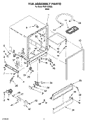 TUB ASSEMBLY Diagram and Parts List for  Roper Dishwasher