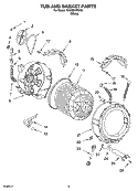 TUB AND BASKET PARTS Diagram and Parts List for  KitchenAid Washer