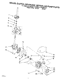 BRAKE, CLUTCH, GEARCASE, MOTOR AND PUMP Diagram and Parts List for  KitchenAid Washer