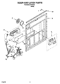 DOOR AND LATCH PARTS Diagram and Parts List for  Inglis Dishwasher