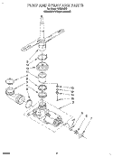 PUMP AND SPRAY ARM Diagram and Parts List for  Roper Dishwasher