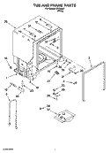 TUB AND FRAME PARTS Diagram and Parts List for  Inglis Dishwasher