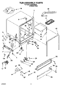 TUB ASSEMBLY PARTS Diagram and Parts List for  Roper Dishwasher