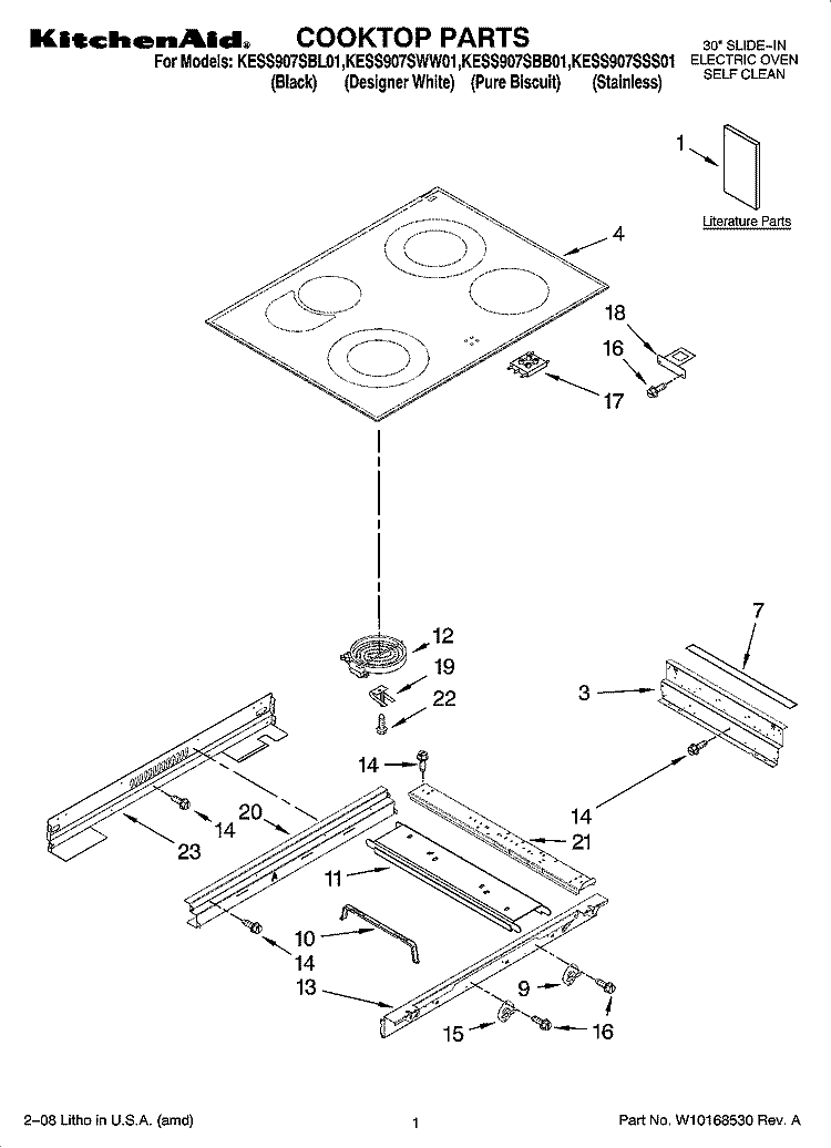Part Location Diagram of W10297305 Whirlpool Glass Cooktop - White